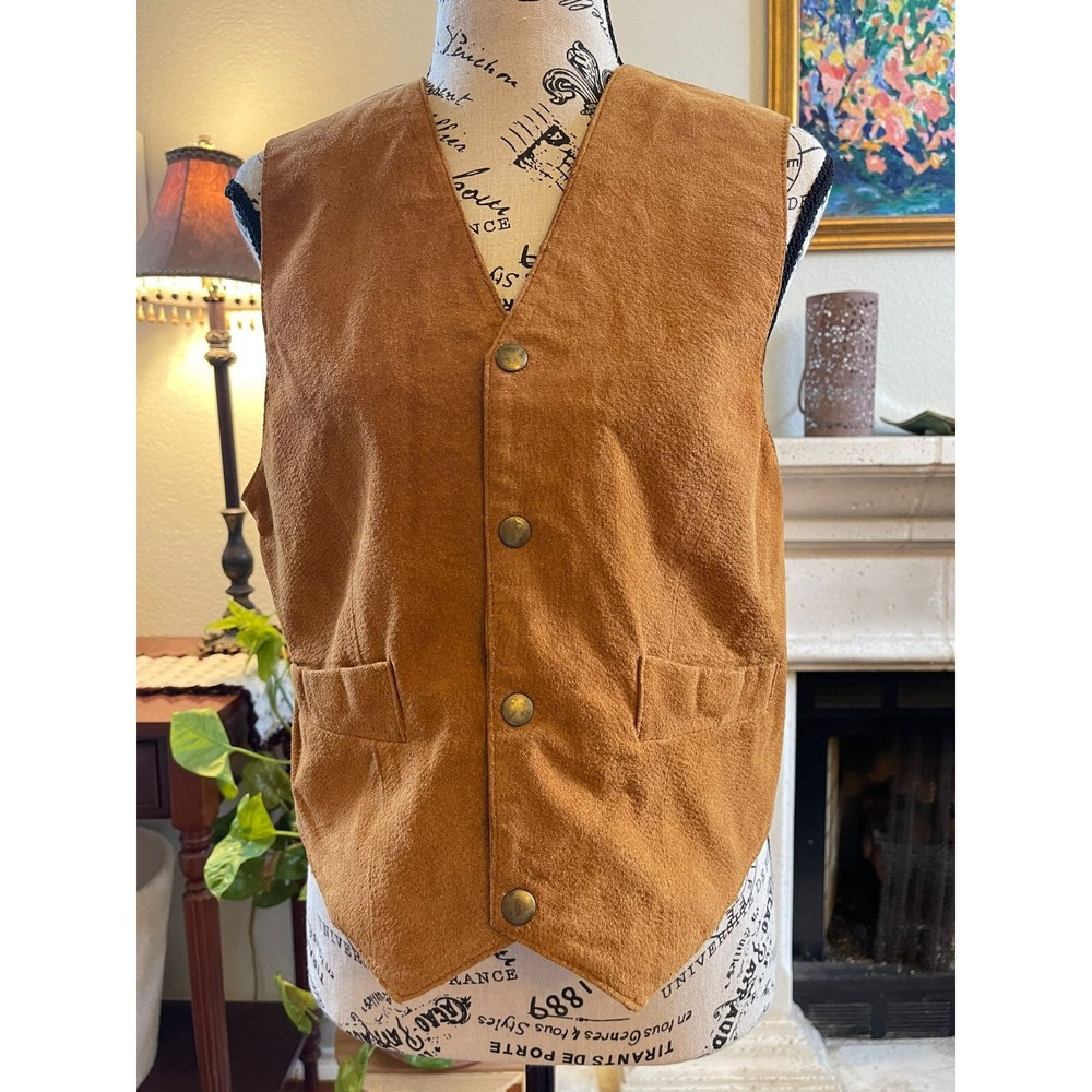 Brandon Thomas‎ Suede Leather Vest Menswear Western Cowboy M Brown